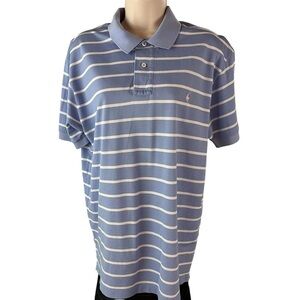 Polo Ralph Lauren Collared Polo Shirt Men’s Medium Blue & White Stripes (775)